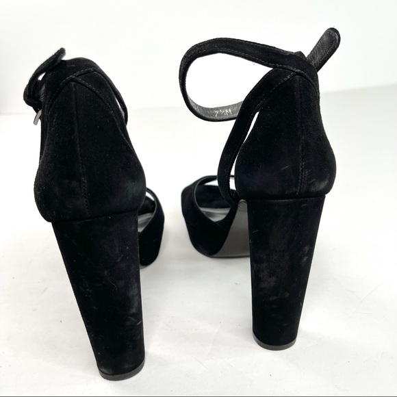 Stuart Weitzman Suede Peep Toe Strap Platform - Picture 7 of 15